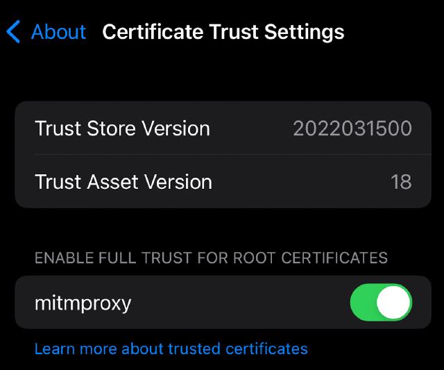 mobile ios trust setting