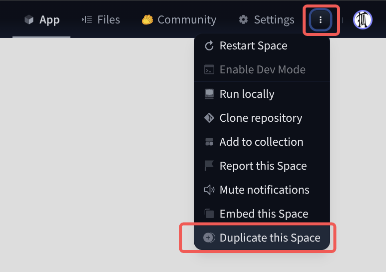 hf duplicate space