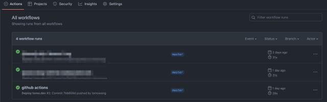 github action workflows