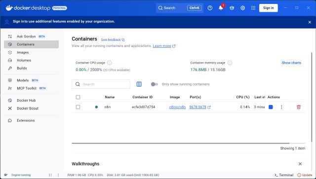 docker desktop container