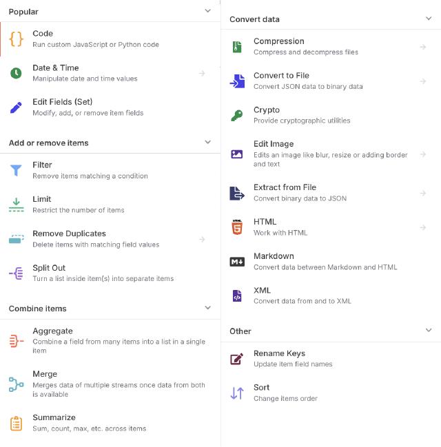 n8n node data transformation